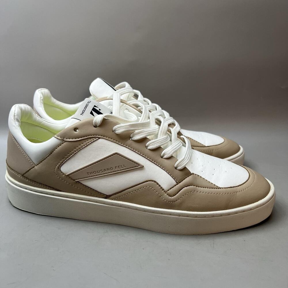Thousand Fell Court Lace Up Shoes Men Size 9.5 White Brown Comfort Low Sneakers
